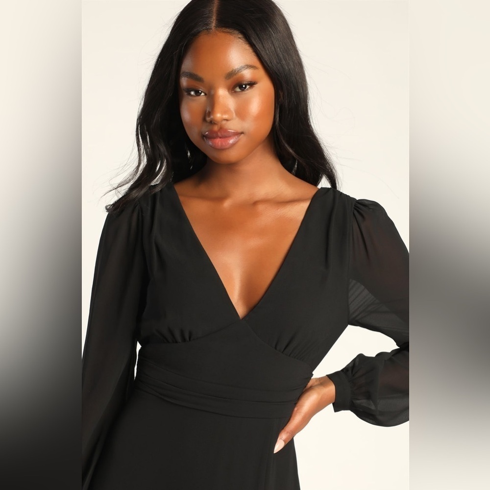 Lulus Love You So Black Long Sleeve Maxi Dress - Picture 2 of 7